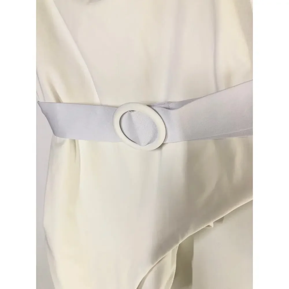 SKIMS Sculpting Swim Strapless One Piece Swimsuit Belted Marble White NWT 4X